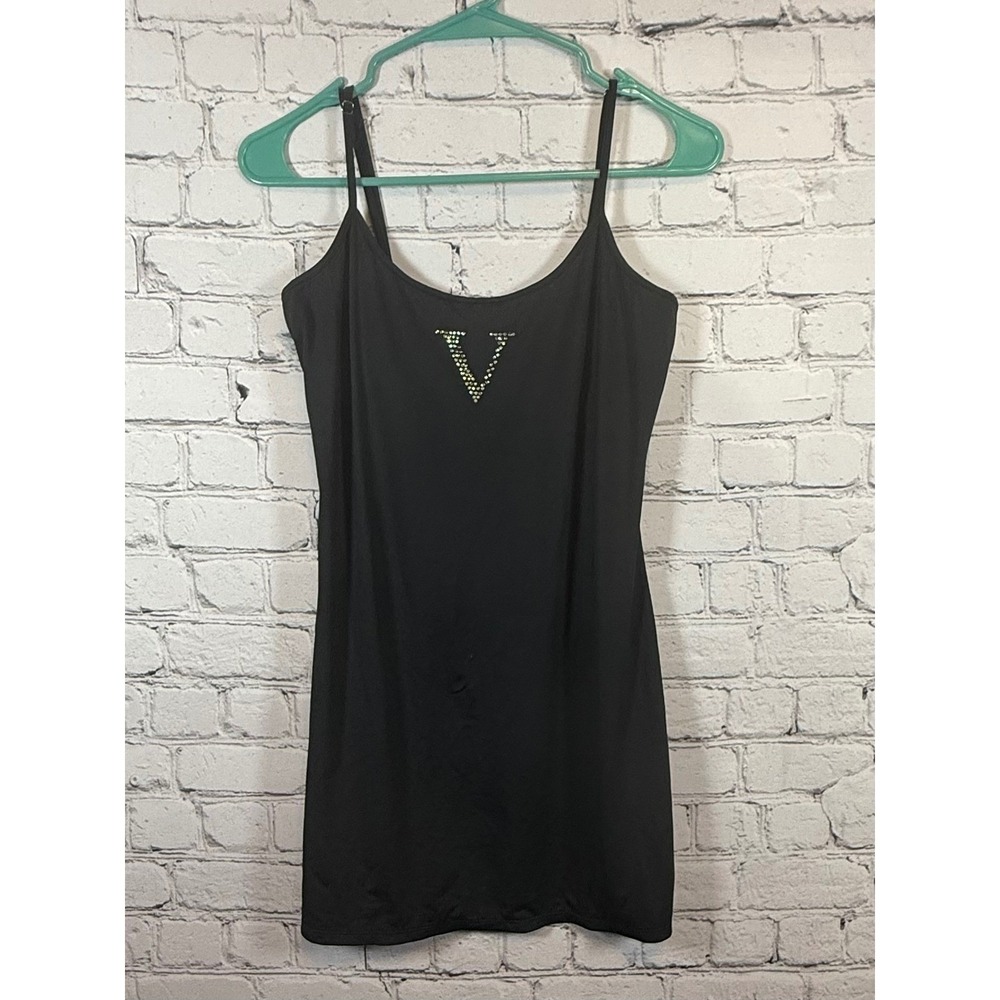 Victoria's Secret Black Mini Dress Rhinestone V Neck Sleeveless Party Club Small
